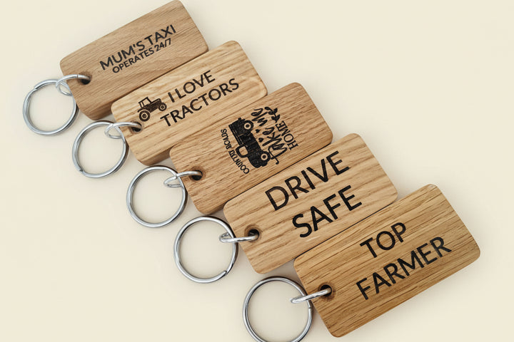 Custom Oak Keyring Small
