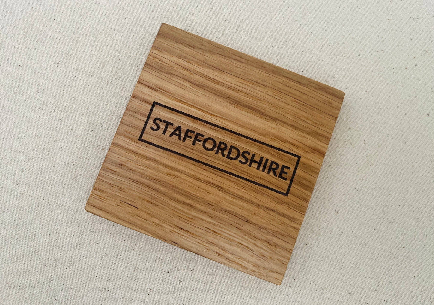 Place Name Engraved Oak Coaster