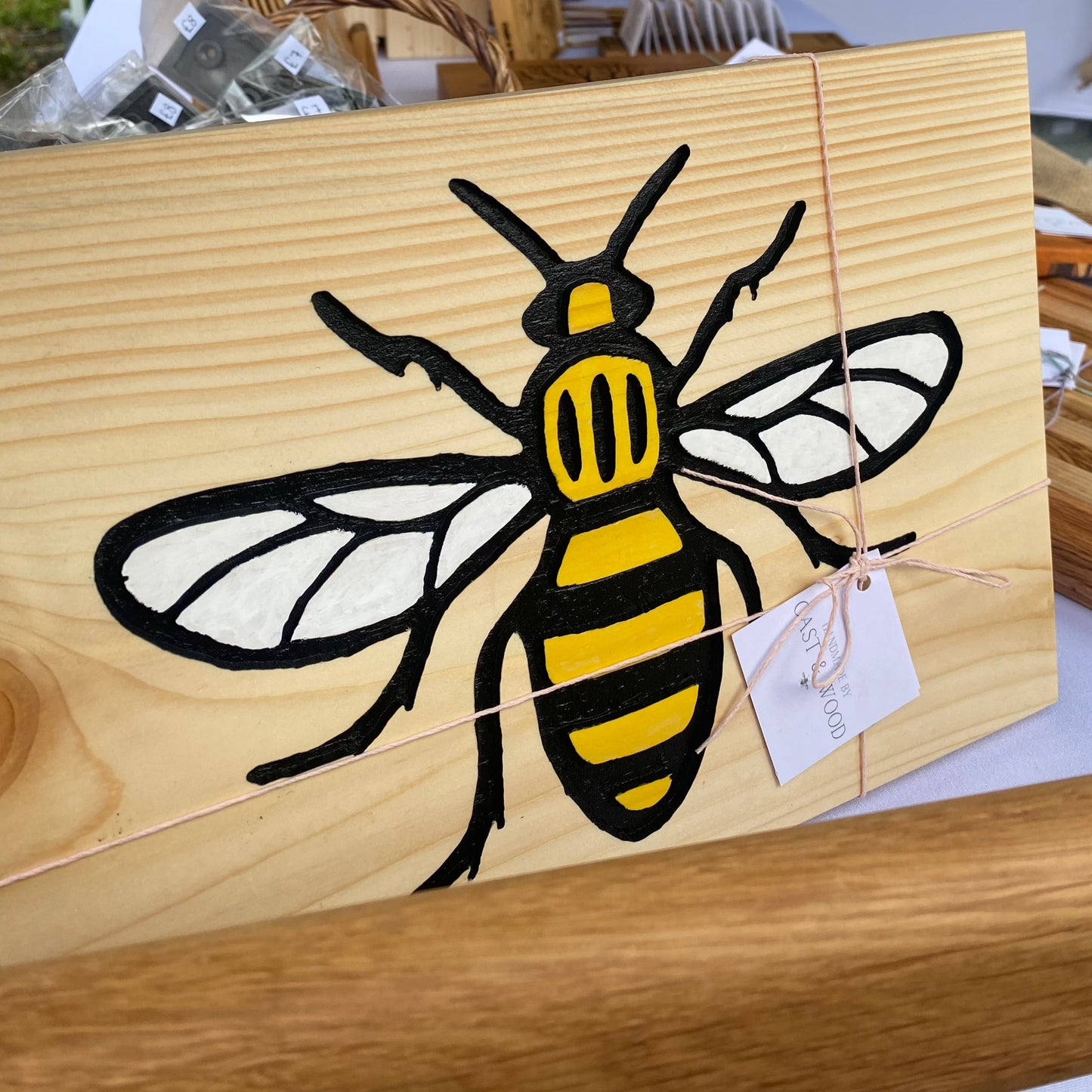 Manchester Bee Hand Carved Sign