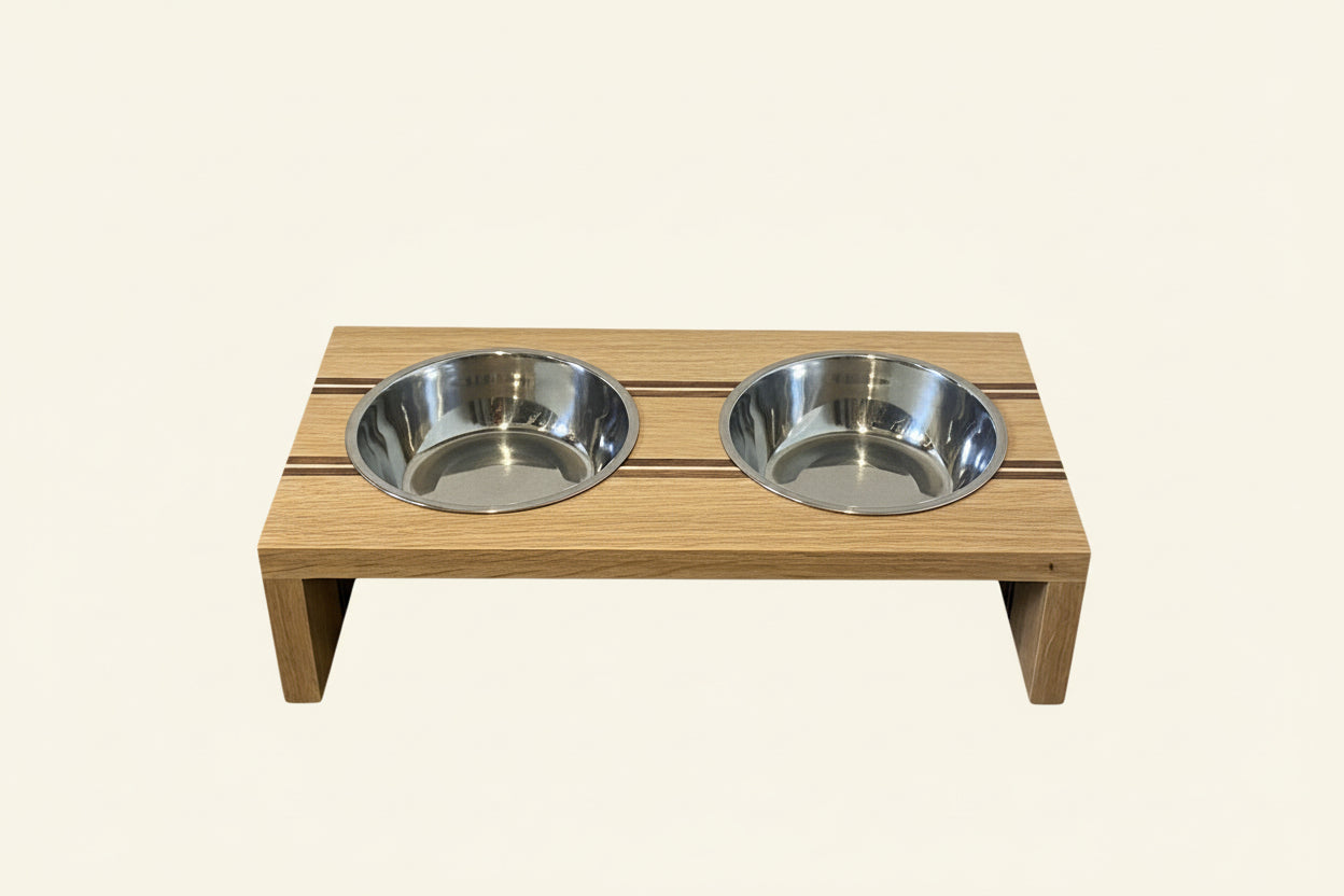 Striped Double Pet Bowl