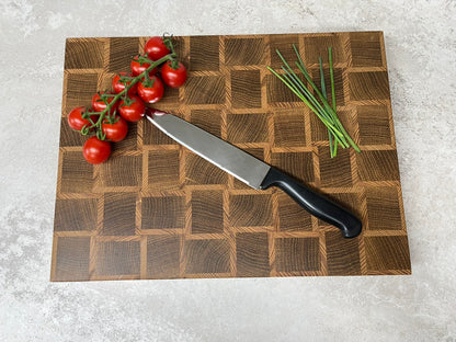 Cast and Wood handmade end grain premium wooden chopping board - Oak and Ash hardwood basketweave design