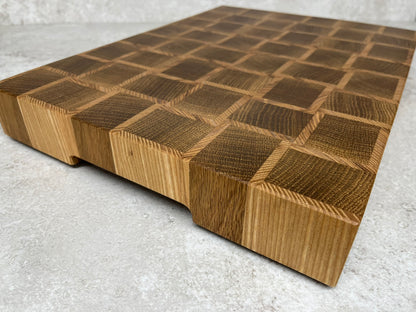 Cast and Wood handmade end grain premium wooden chopping board - Oak and Ash hardwood basketweave design
