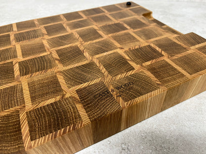 Cast and Wood handmade end grain premium wooden chopping board - Oak and Ash hardwood basketweave design