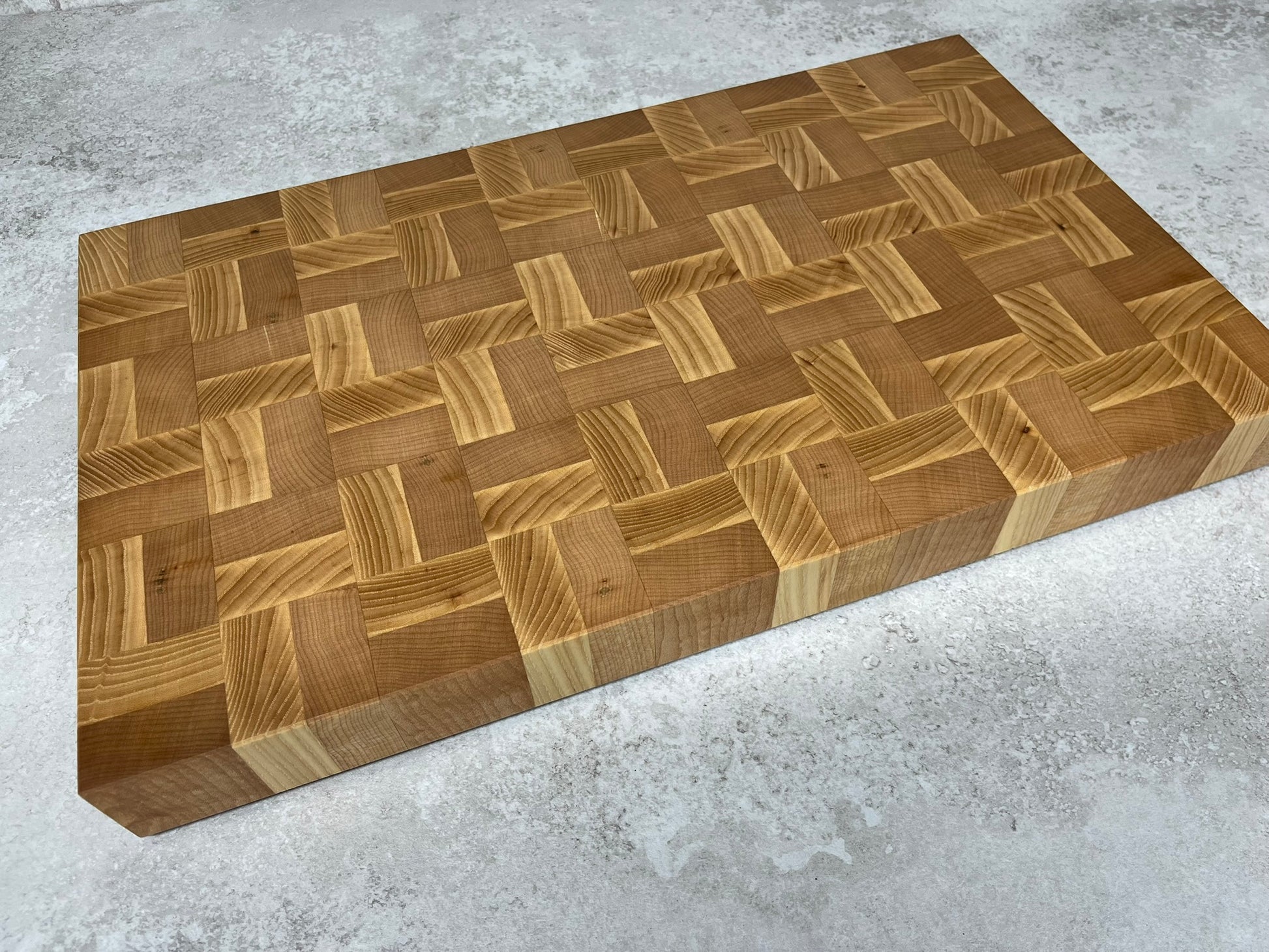Cast and Wood handmade large end grain chopping board - Ash and Beech design - butchers block style