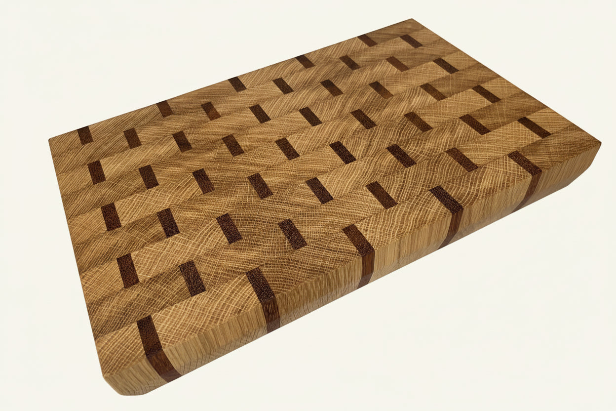 Cast and Wood handmade small cutting board - Oak and Sapele end grain - Gin & Tonic chopping board