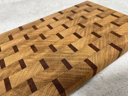 Cast and Wood handmade small cutting board - Oak and Sapele end grain - Gin & Tonic chopping board