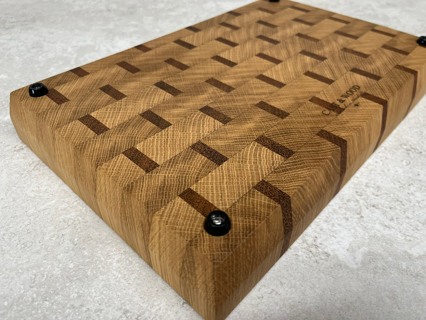 Cast and Wood handmade small cutting board - Oak and Sapele end grain - Gin & Tonic chopping board