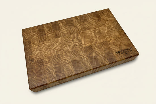 Rectangular Heaton Medium End Grain Chopping Board with unique grain pattern and polished natural wood finish.