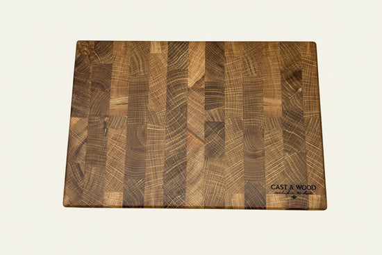 Rectangular Heaton Medium End Grain Chopping Board featuring a unique end grain pattern and smooth surface.