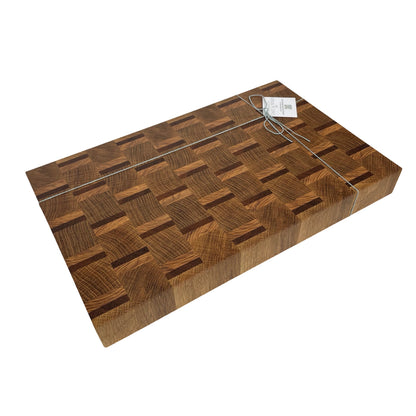 Large Premium End Grain Chopping Board - Oak with Ash & Sapele Inlays