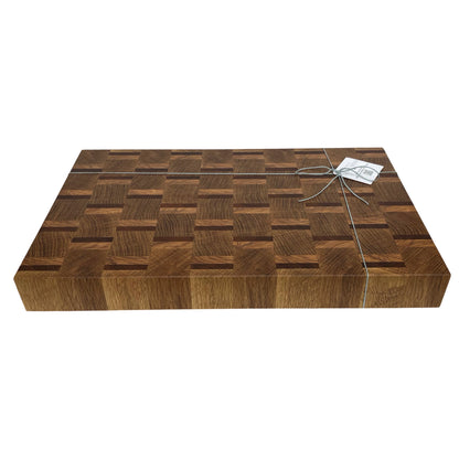 Large Premium End Grain Chopping Board - Oak with Ash & Sapele Inlays