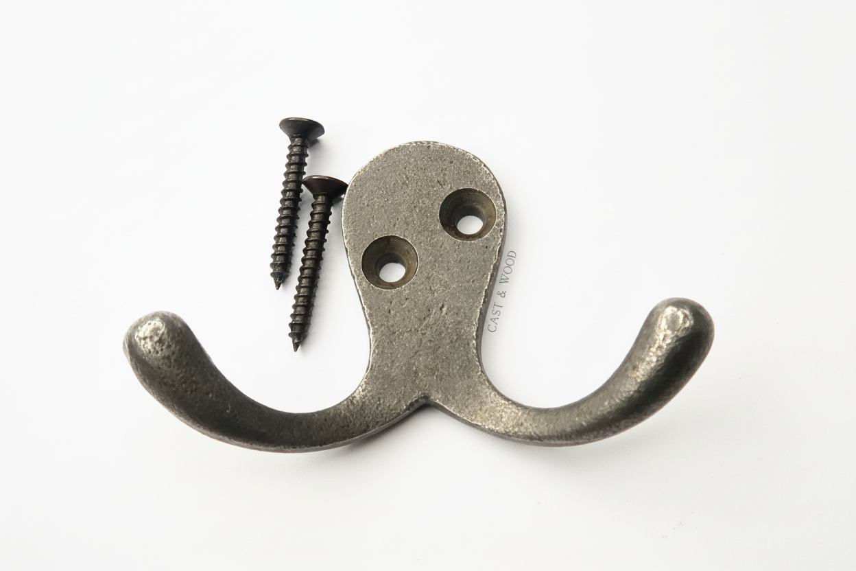 Double Robe Coat Hook Cast & Wood