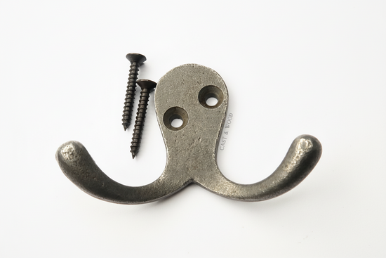 Double Robe Coat Hook Cast & Wood