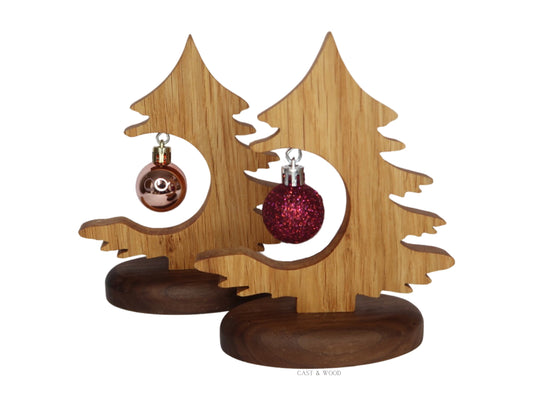 Solid Oak and Walnut Desktop Christmas Tree