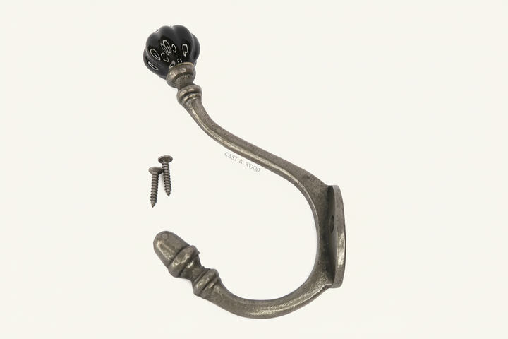 Black Acorn Double Coat Hook Cast & Wood