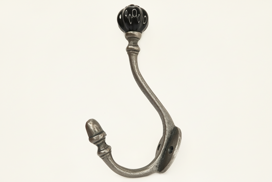 Black Acorn Double Coat Hook Cast & Wood