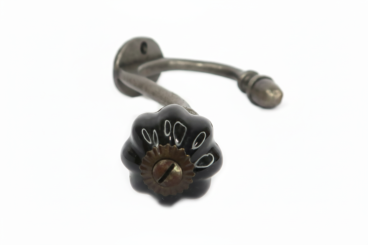 Black Acorn Double Coat Hook Cast & Wood