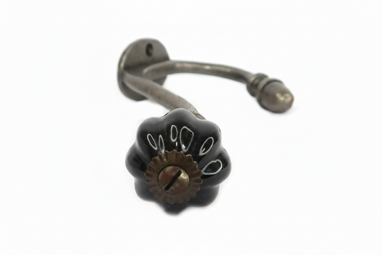 Black Acorn Double Coat Hook Cast & Wood
