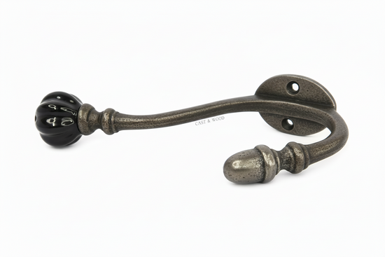 Black Acorn Double Coat Hook Cast & Wood