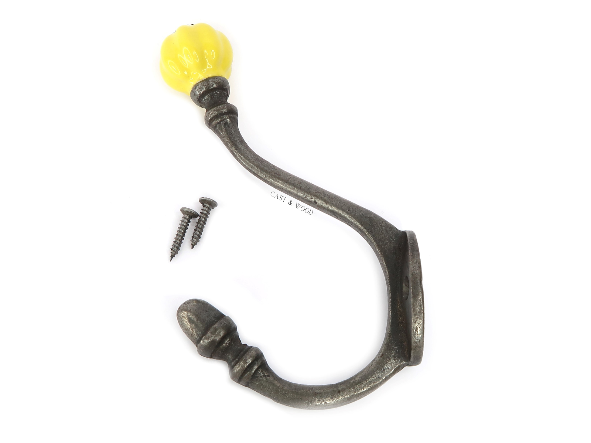 Yellow Acorn Double Coat Hook Cast & Wood