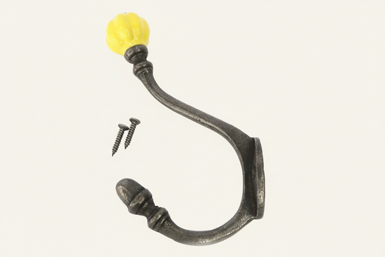 Yellow Acorn Double Coat Hook Cast & Wood