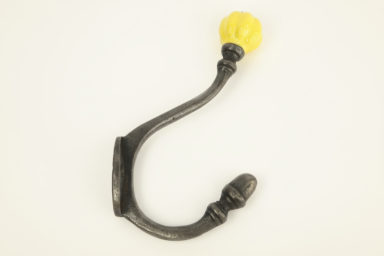 Yellow Acorn Double Coat Hook Cast & Wood