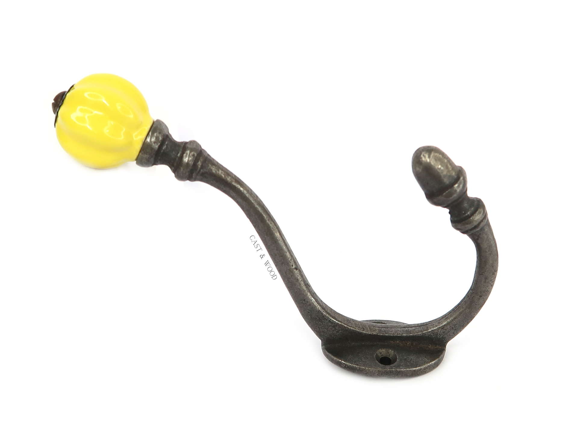 Yellow Acorn Double Coat Hook Cast & Wood