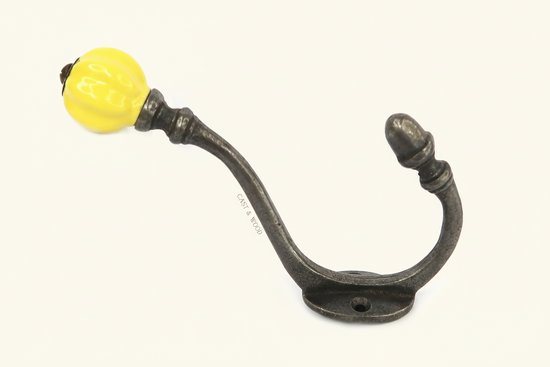 Yellow Acorn Double Coat Hook Cast & Wood
