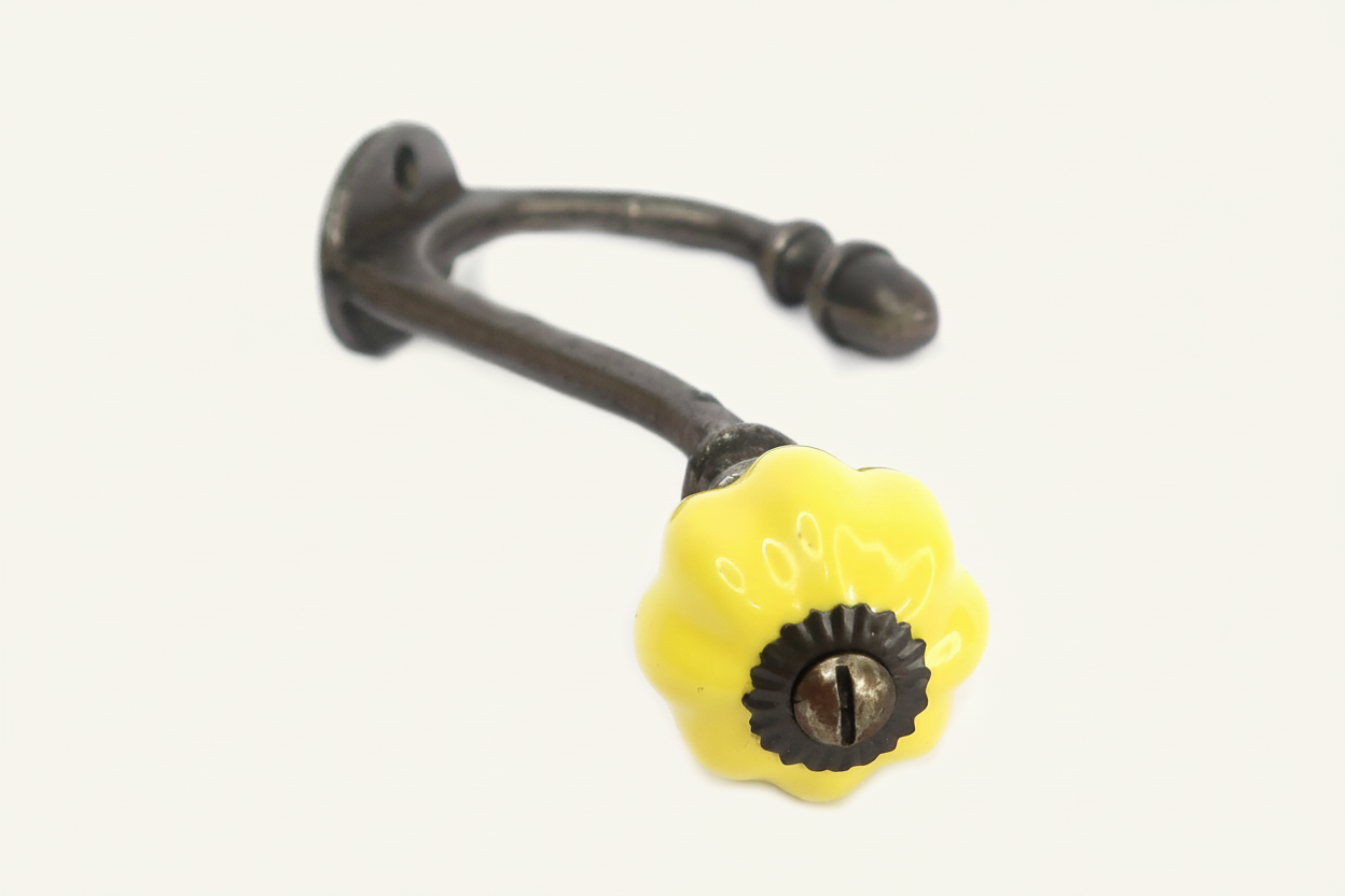 Yellow Acorn Double Coat Hook Cast & Wood