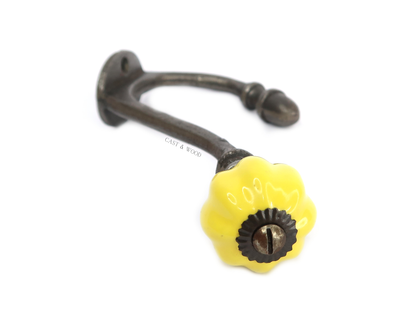 Yellow Acorn Double Coat Hook Cast & Wood