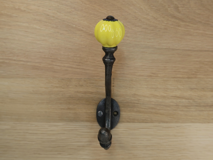 Yellow Acorn Double Coat Hook Cast & Wood