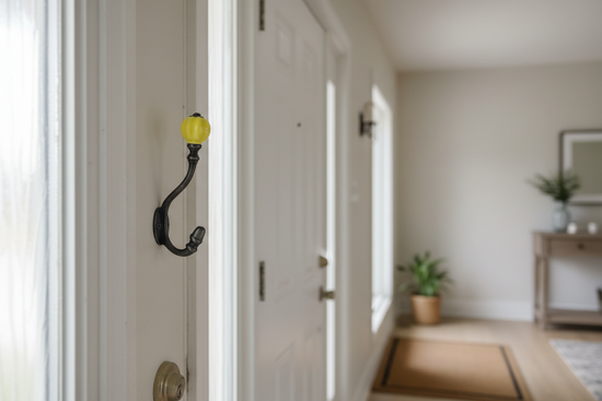 Yellow Acorn Double Coat Hook Cast & Wood