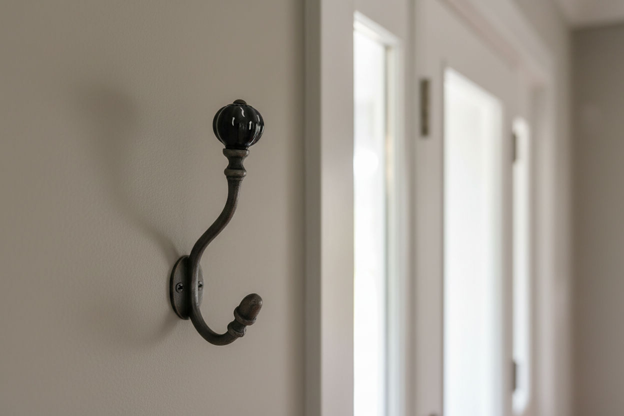 Black Acorn Double Coat Hook Cast & Wood