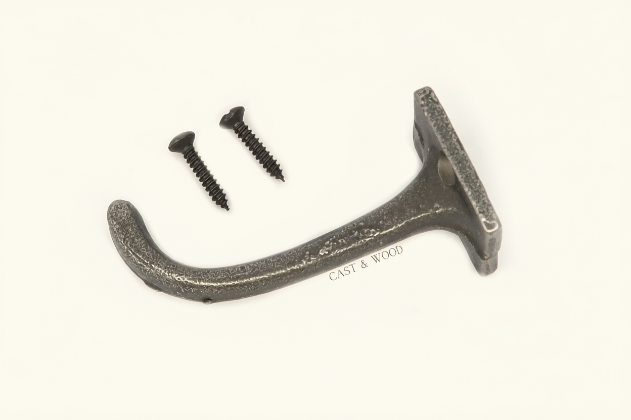 Utility Square Back Coat Hook Cast & Wood