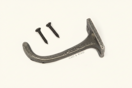 Utility Square Back Coat Hook Cast & Wood