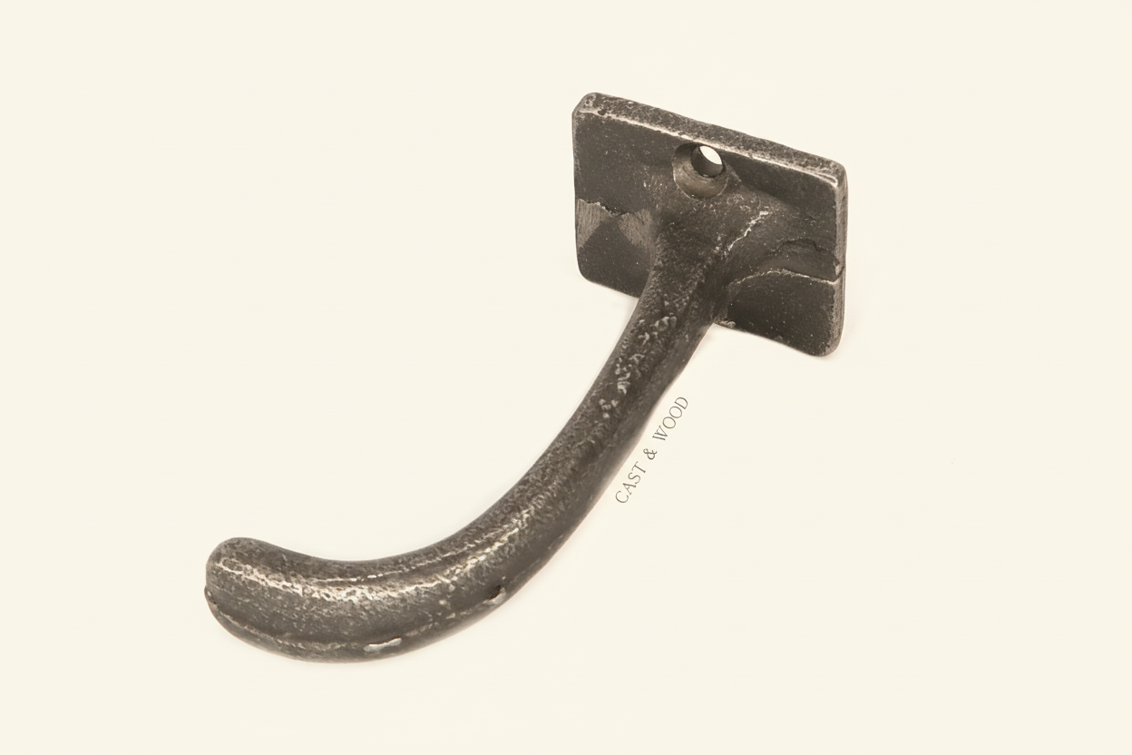 Utility Square Back Coat Hook Cast & Wood