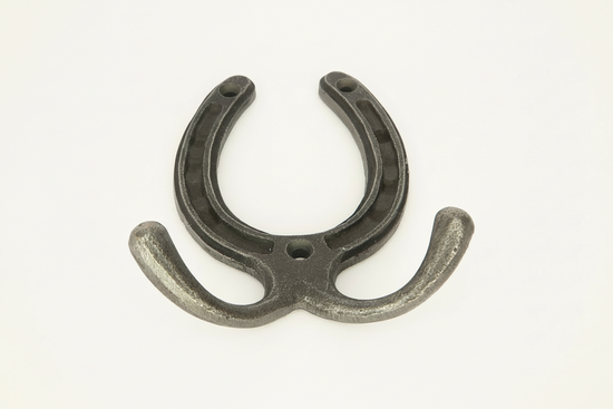 Horseshoe Double Robe Coat Hook Cast & Wood