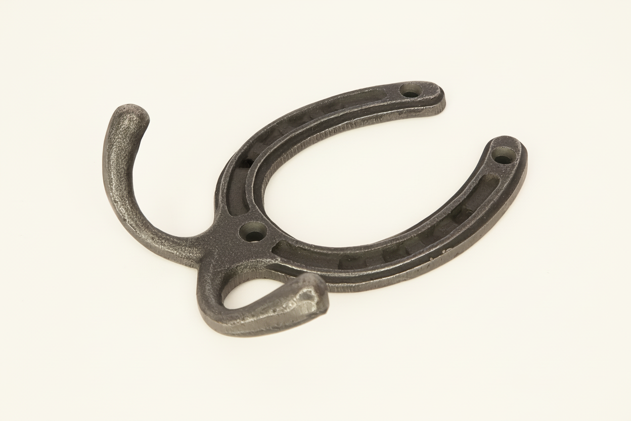 Horseshoe Double Robe Coat Hook Cast & Wood