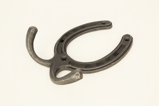 Horseshoe Double Robe Coat Hook Cast & Wood