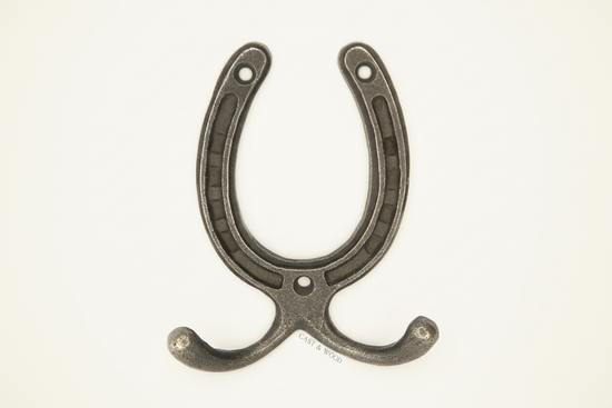 Horseshoe Double Robe Coat Hook Cast & Wood