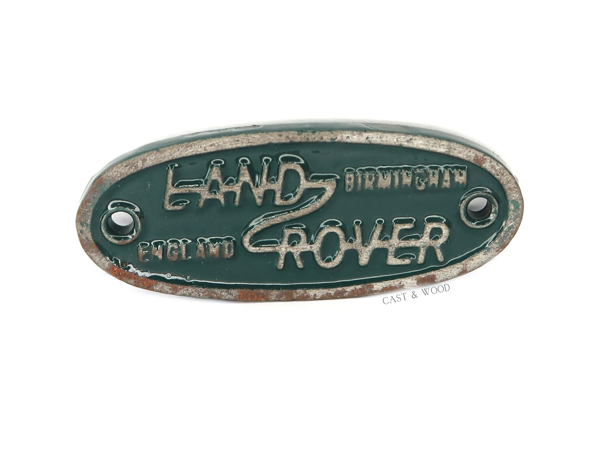 Green Land Rover Wall Plaque Sign Cast & Wood