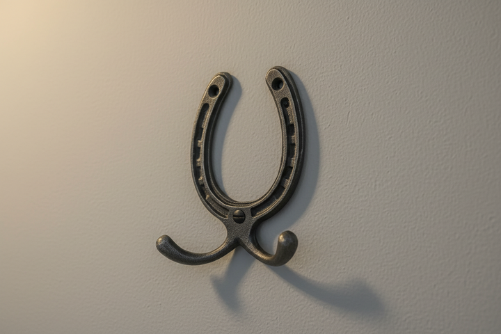 Horseshoe Double Robe Coat Hook Cast & Wood