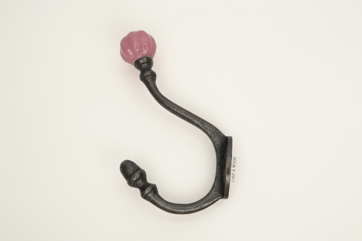 Side View Pink Acorn Double Coat Hook