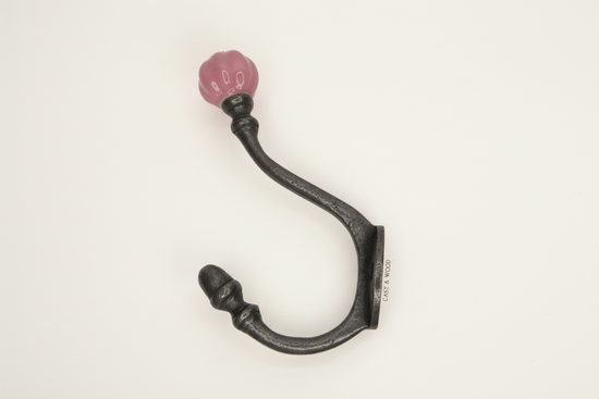 Side View Pink Acorn Double Coat Hook