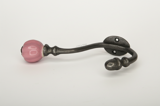 Front View Pink Acorn Double Coat Hook