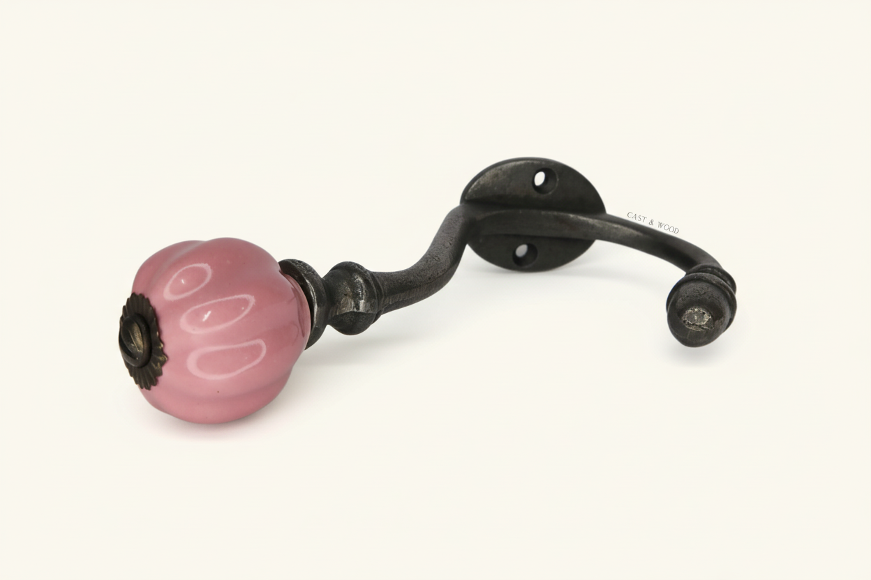Front Acorn View Pink Acorn Double Coat Hook
