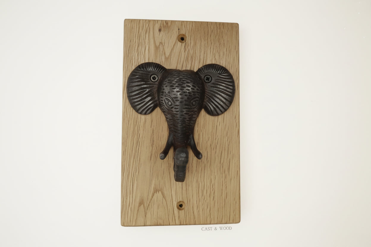 Solid Oak Mounted Elephant Hook