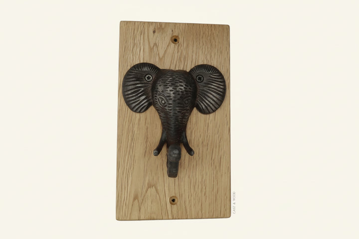 Solid Oak Mounted Elephant Hook