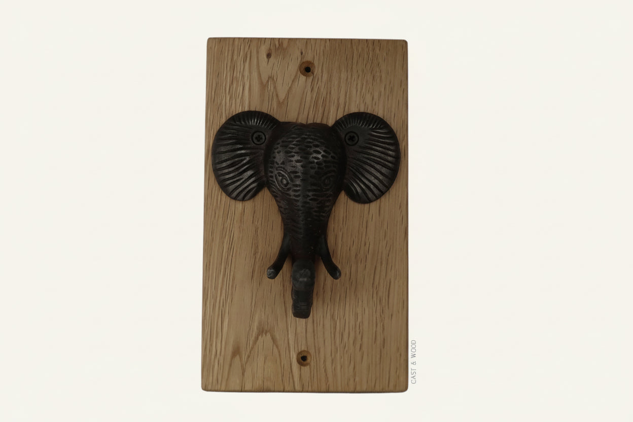 Solid Oak Mounted Elephant Hook