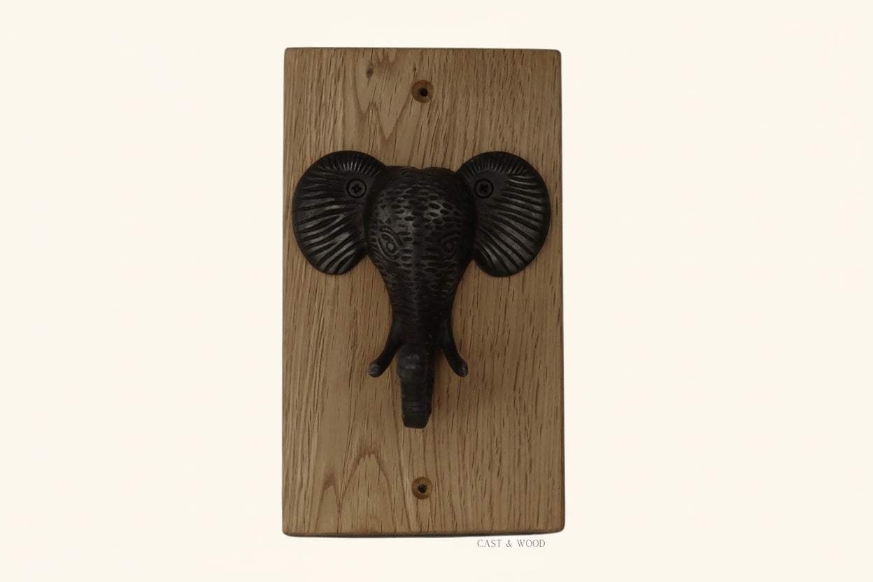 Solid Oak Mounted Elephant Hook